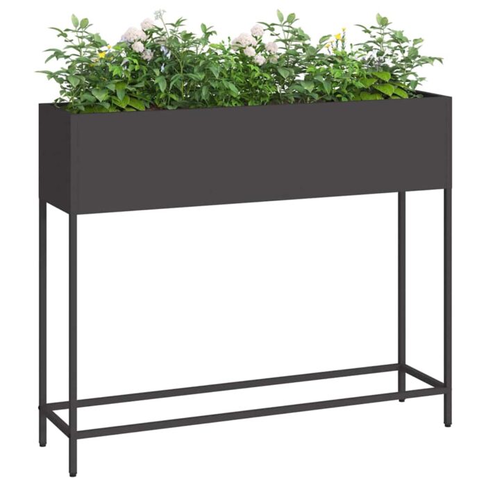 Hochbeet Gartenpflanzer Schwarz 100 x 26 x 82 cm Stahl – Bild 3
