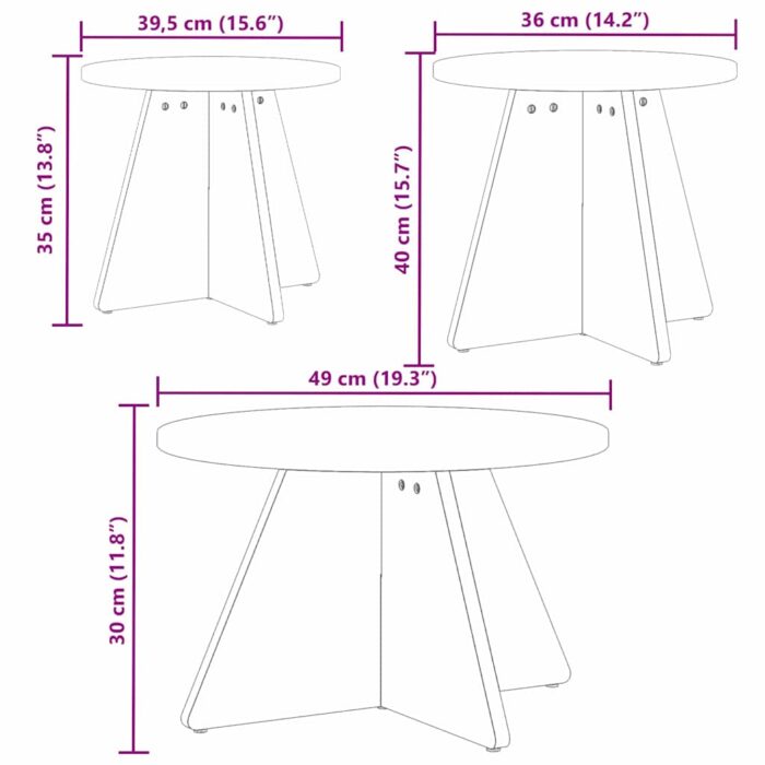 Couchtisch 3 pcs Natur – Bild 11