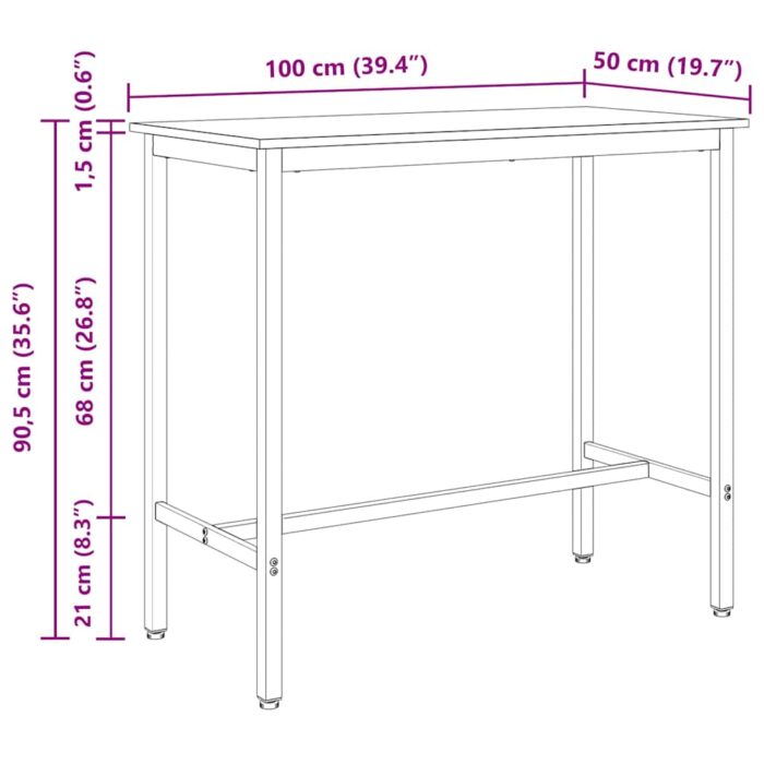 Tisch Schwarz Eichen-Optik 100 x 50 x 90,5 cm – Bild 11