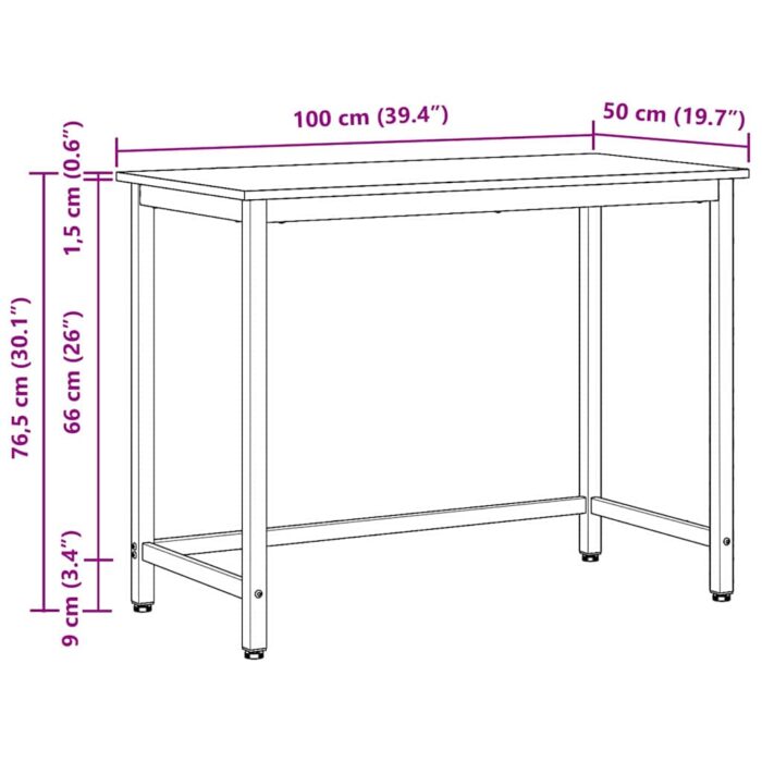 Tisch Schwarz Eichen-Optik 80 x 50 x 76,5 cm – Bild 10