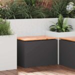 Gartenbank Schwarz 60 x 40 x 43 cm Solid Douglas Wood and Steel
