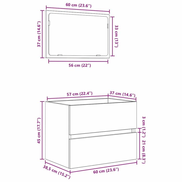 Badezimmermöbel-Set mit Schubladen Sonoma-Eiche Holzwerkstoff – Bild 13