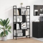 Bücherregal Schwarz Eichen-Optik 75 x 30 x 156 cm Holzwerkstoff