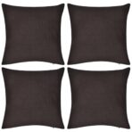 4 Braun Kissenbezüge Baumwolle 40 x 40 cm