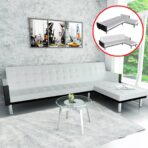 Schlafsofa L-Form Kunstleder Weiss
