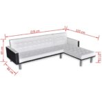 Schlafsofa L-Form Kunstleder Weiss – Bild 8