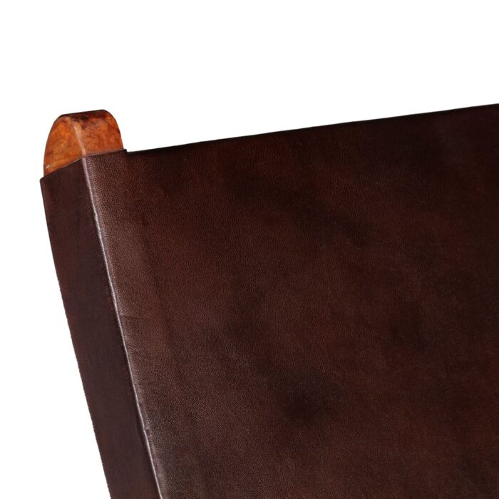 Relaxstuhl Klappbar Braun Echtleder – Bild 7