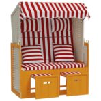 Strandkorb mit Kissen Poly Rattan und Massivholz Grau & Weiss – Bild 4