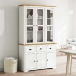 Highboard BODO Weiss 115,5x43x200,5 cm Massivholz Kiefer