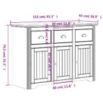 Highboard BODO Weiss 115,5x43x200,5 cm Massivholz Kiefer – Bild 12