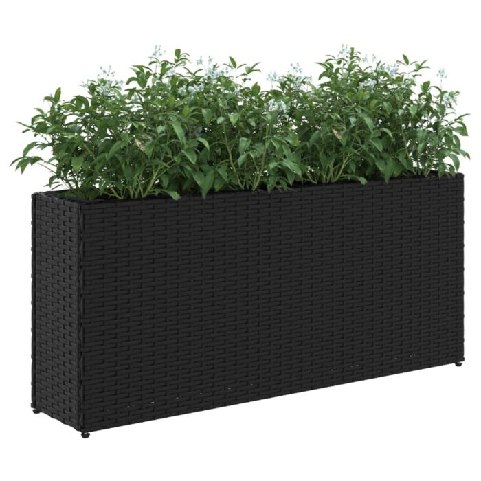 Pflanzkübel mit 2 Töpfen 2 Stk. Schwarz 90x20x40 cm Poly Rattan – Bild 4