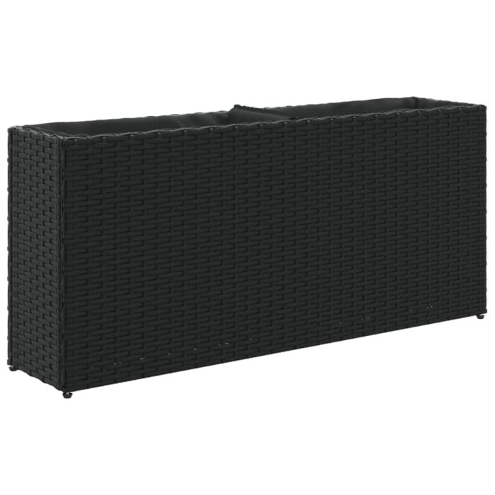 Pflanzkübel mit 2 Töpfen 2 Stk. Schwarz 90x20x40 cm Poly Rattan – Bild 5