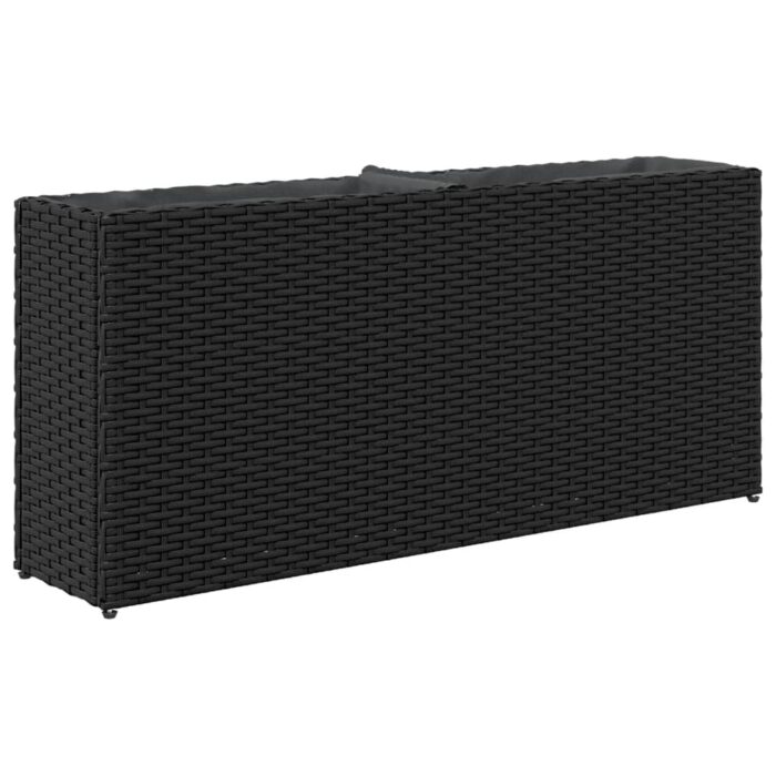 Pflanzkübel mit 2 Töpfen 2 Stk. Schwarz 90x20x40 cm Poly Rattan – Bild 8