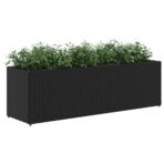 Pflanzkübel mit 3 Töpfen 2 Stk. Schwarz 105x30x32cm Poly Rattan – Bild 4
