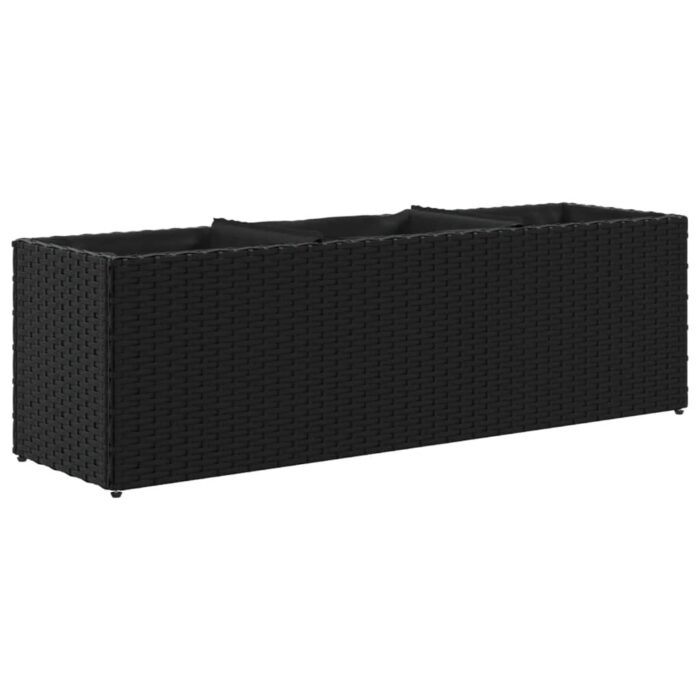 Pflanzkübel mit 3 Töpfen 2 Stk. Schwarz 105x30x32cm Poly Rattan – Bild 5