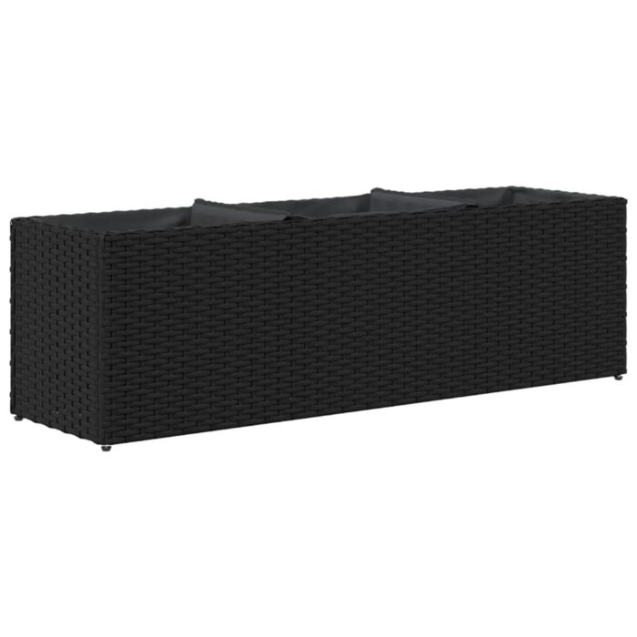 Pflanzkübel mit 3 Töpfen 2 Stk. Schwarz 105x30x32cm Poly Rattan – Bild 8