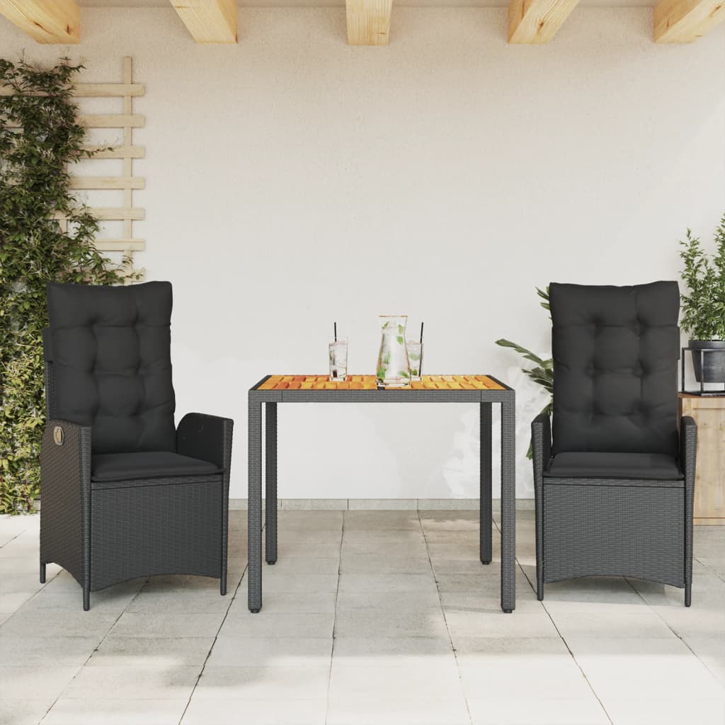 3213094_1.jpg 3-tlg. / 5-tlg. / 7-tlg. / 9-tlg. Garten-Essgruppe mit Kissen Schwarz Poly Rattan – Bild 1