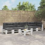 Palettenkissen 7-tlg. Grau Stoff