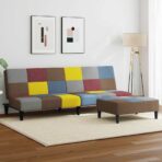 Schlafsofa 2-Sitzer mit Fusshocker Patchwork Stoff