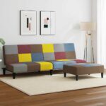 Schlafsofa 2-Sitzer mit Fusshocker Patchwork Stoff