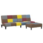 Schlafsofa 2-Sitzer mit Fusshocker Patchwork Stoff – Bild 2