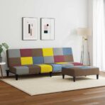 Schlafsofa 2-Sitzer mit Fusshocker Patchwork Stoff – Bild 3