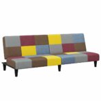 Schlafsofa 2-Sitzer mit Fusshocker Patchwork Stoff – Bild 4