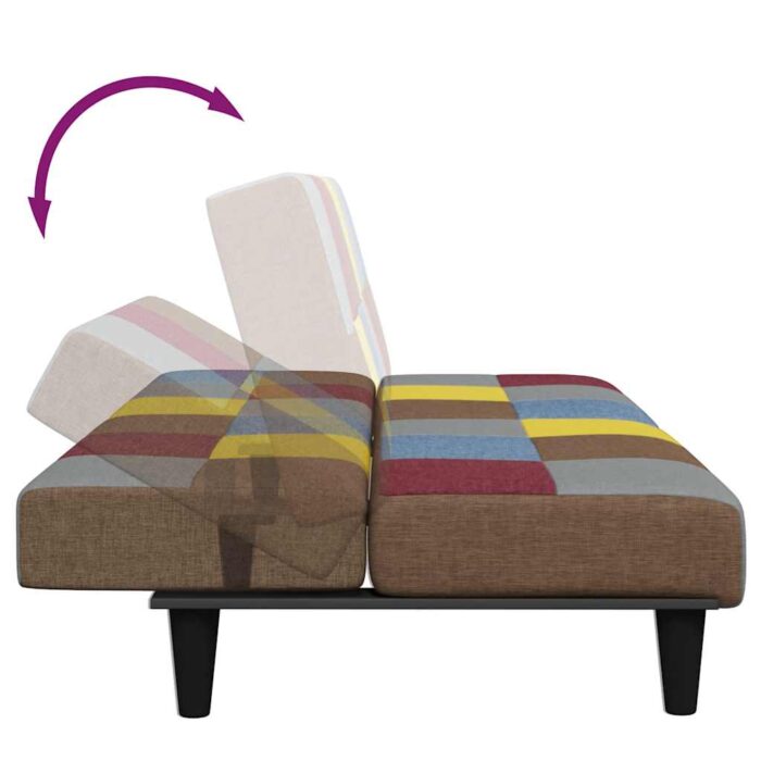 Schlafsofa 2-Sitzer mit Fusshocker Patchwork Stoff – Bild 8