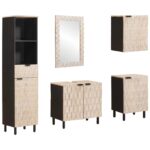 Badezimmer Sets mit Regal 5 pcs Weisse gewaschene Oberfläche