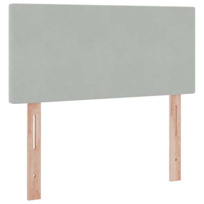 Bett mit Matratze mit LED Hellgrau 90 x 190 cm Samt – Bild 10