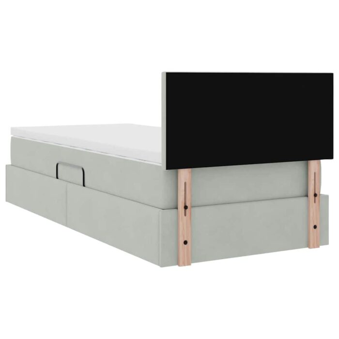 Bett mit Matratze mit LED Hellgrau 90 x 190 cm Samt – Bild 12