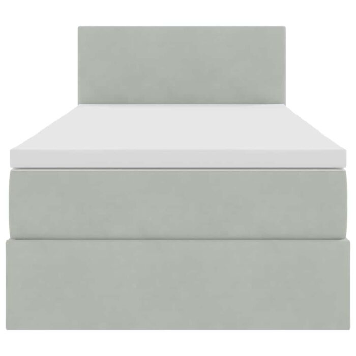 Bett mit Matratze mit LED Hellgrau 90 x 190 cm Samt – Bild 8