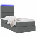 Bett mit Matratze mit LED Dunkelgrau 90 x 190 cm Polyester – Bild 3