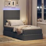 Bett mit Matratze mit LED Dunkelgrau 90 x 190 cm Polyester – Bild 5
