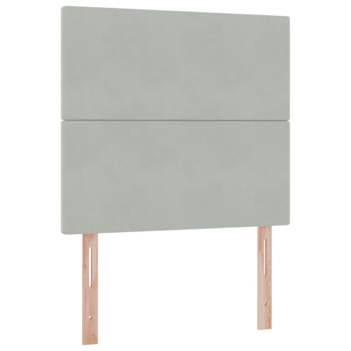 Bett mit Matratze mit LED Hellgrau 90 x 190 cm Samt – Bild 10