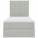 Bett mit Matratze mit LED Hellgrau 90 x 190 cm Samt – Bild 8