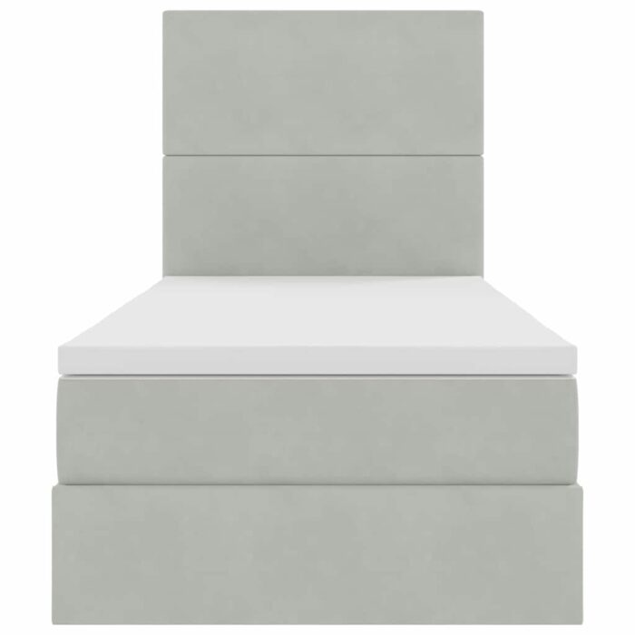 Bett mit Matratze mit LED Hellgrau 90 x 190 cm Samt – Bild 8