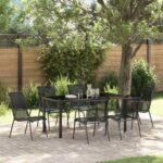 Garten Essgruppe 5 pcs Schwarz Pulverbeschichteter Stahl