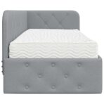 Eckbettgestell mit Matratze Hellgrau 80 x 200 cm Stoff – Bild 8