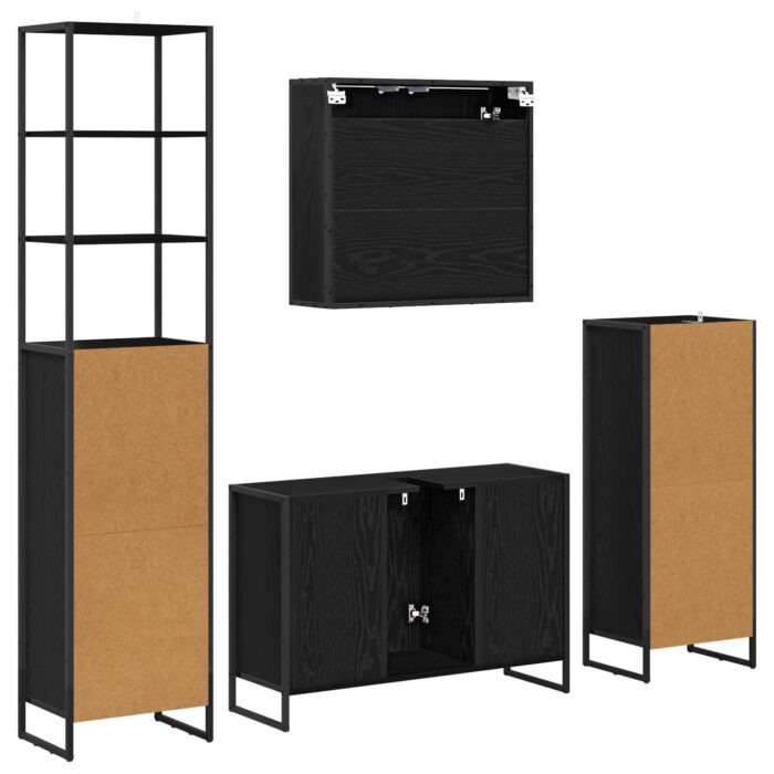 Badezimmermöbel-Set mit Tür Schwarz Eichen-Optik Holzwerkstoff – Bild 10