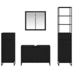 Badezimmermöbel-Set mit Tür Schwarz Eichen-Optik Holzwerkstoff – Bild 9