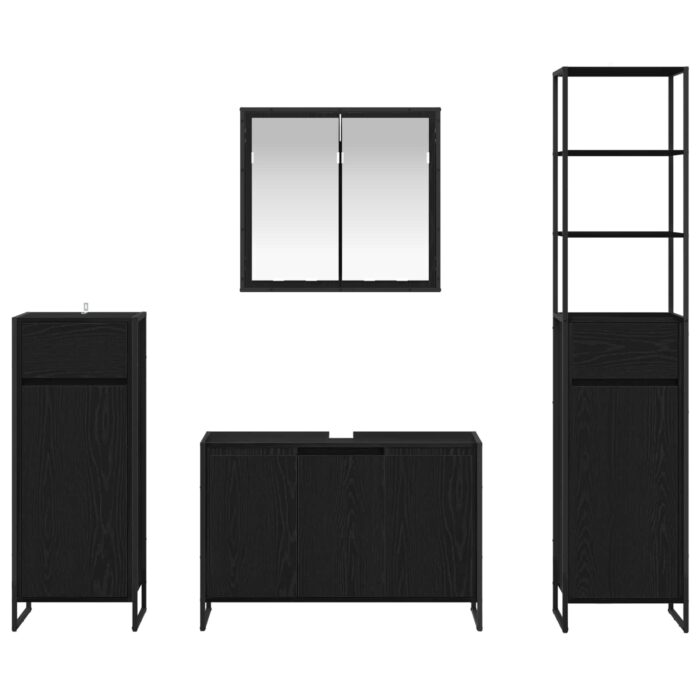 Badezimmermöbel-Set mit Tür Schwarz Eichen-Optik Holzwerkstoff – Bild 9