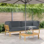 Sofa Set mit Kissen Uni 2 pcs Anthrazit Massivholz Akazie