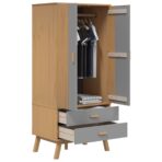 Kleiderschrank OLDEN Braun 76,5x53x172 cm Massivholz Kiefer – Bild 5