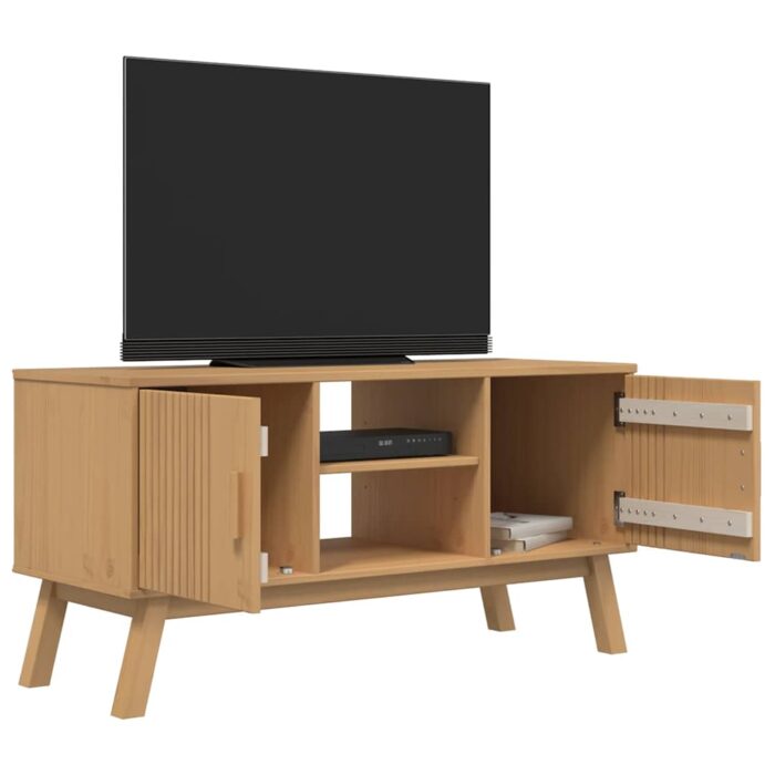 TV-Schrank OLDEN Braun 114x43x57 cm Massivholz Kiefer – Bild 4