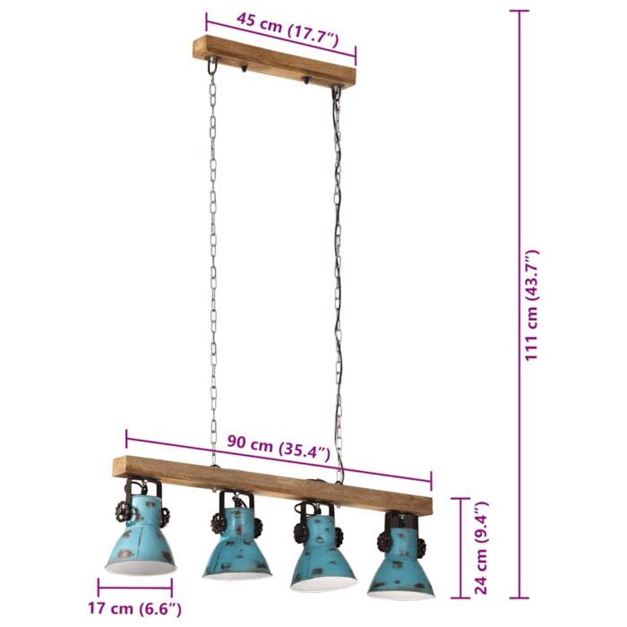 Deckenleuchte 25 W Blau 90x24x111 cm E27 – Bild 7