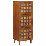 Highboard mit Tür Walnuss 40 x 33 x 110 cm Massivholz Mango