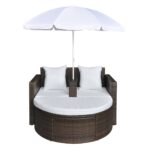 Gartenbett mit Sonnenschirm Braun Poly Rattan – Bild 3