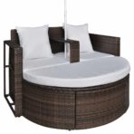 Gartenbett mit Sonnenschirm Braun Poly Rattan – Bild 5