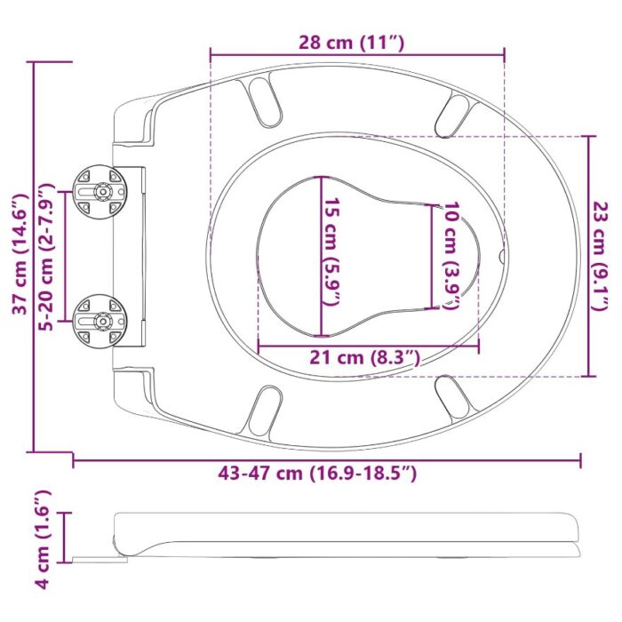 Toilettensitz Anthrazit 47 x 37 x 4 cm Duroplast – Bild 13